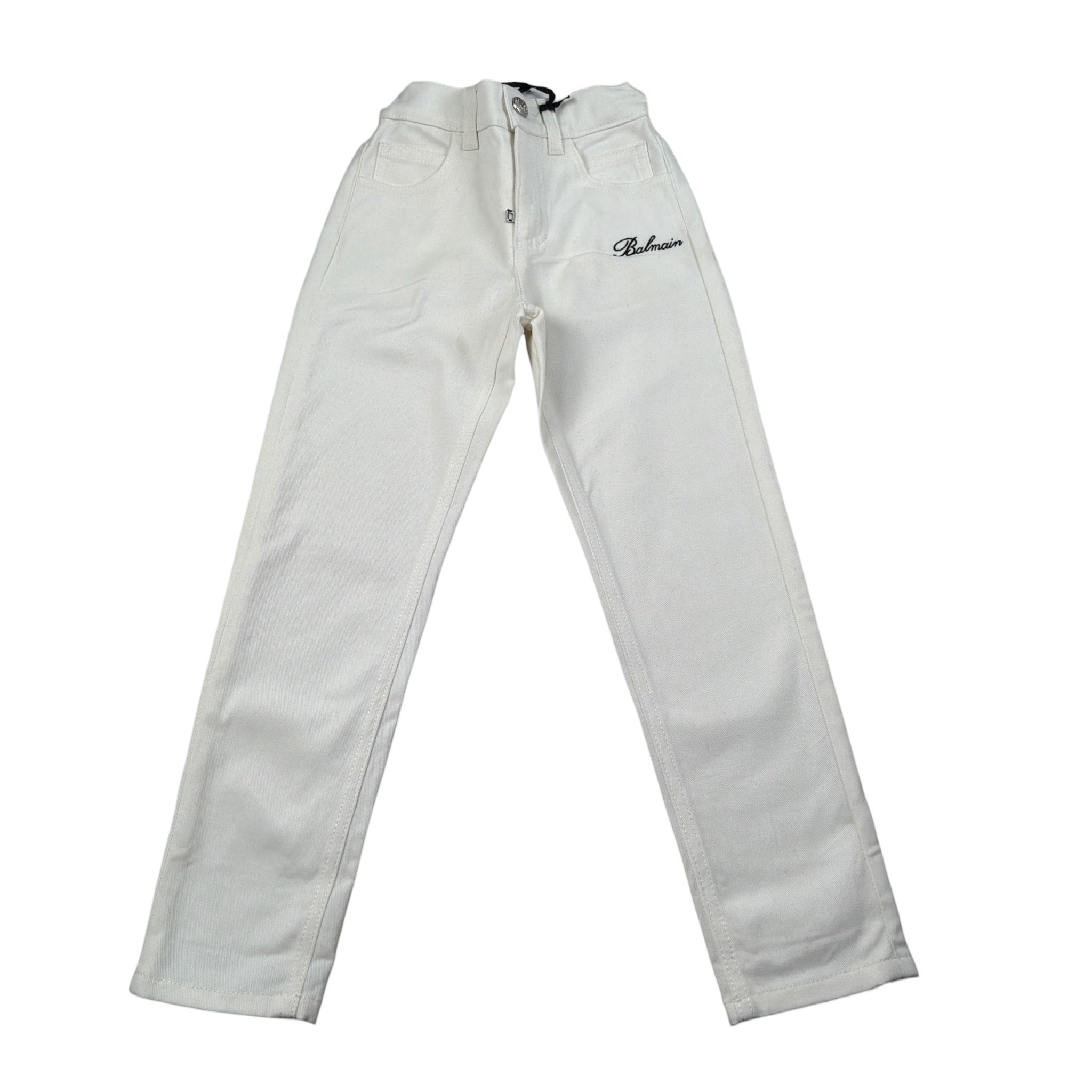 Balmain Jeans tinta unita con Girovita Regolabile Panna per Bambina BV6S50 PANNA BALMAIN 