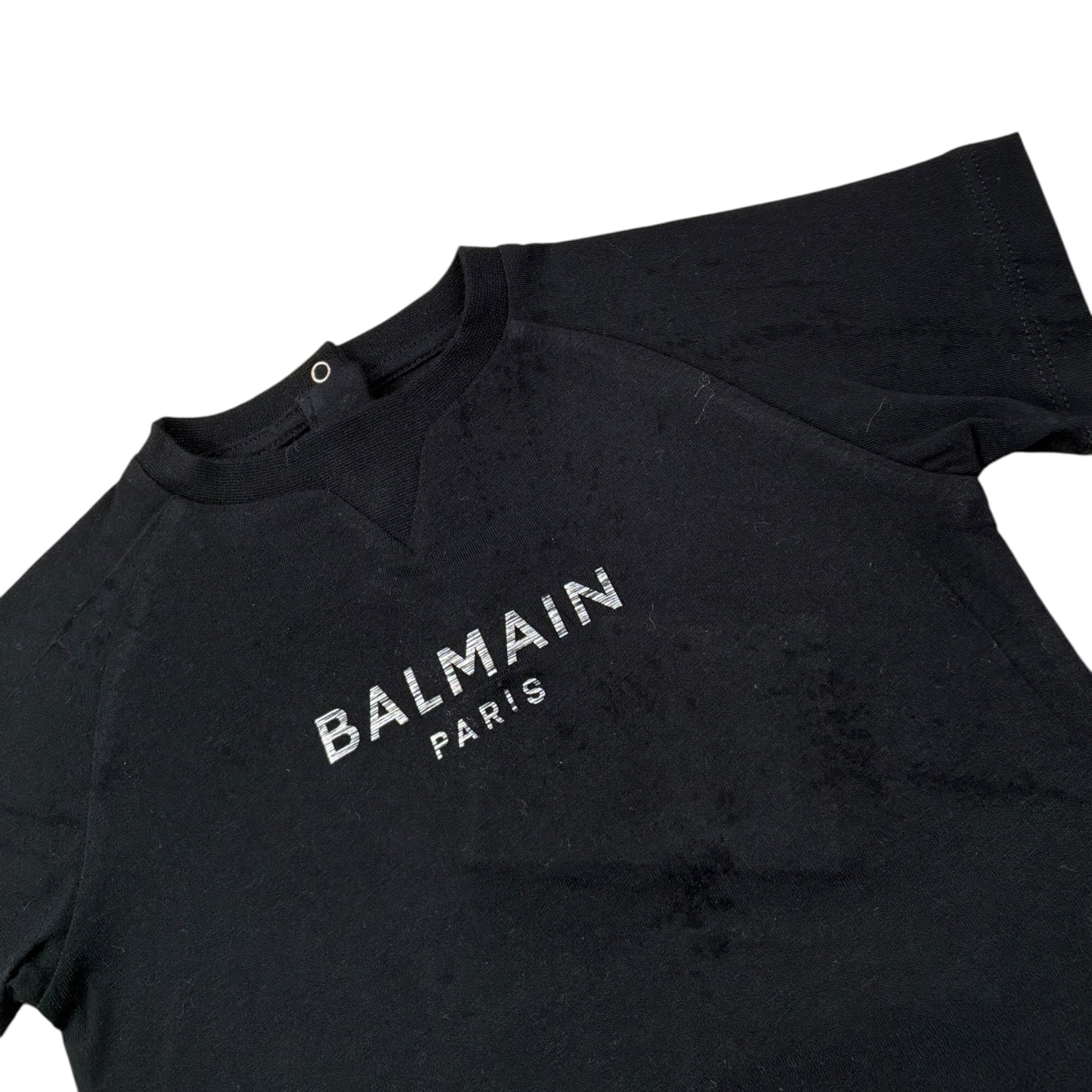 Balmain T-Shirt tinta unita con Logo Nero per Neonato BV8511 NERO BALMAIN 