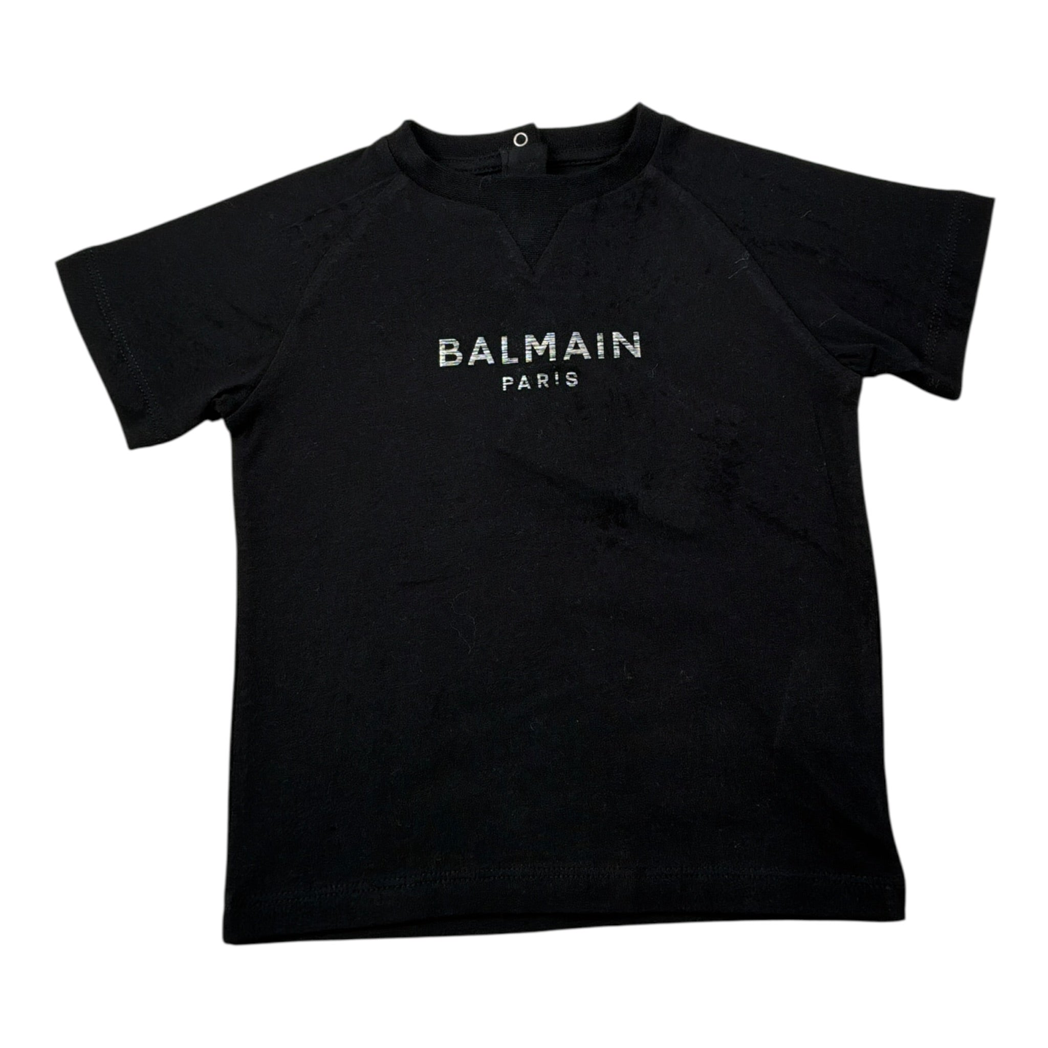 Balmain T-Shirt tinta unita con Logo Nero per Neonato BV8511 NERO BALMAIN 