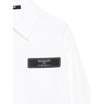 Balmain Camicia Manica Lunga tinta unita con Logo Bianco per Bambino BW5P20 BIANCO BALMAIN 