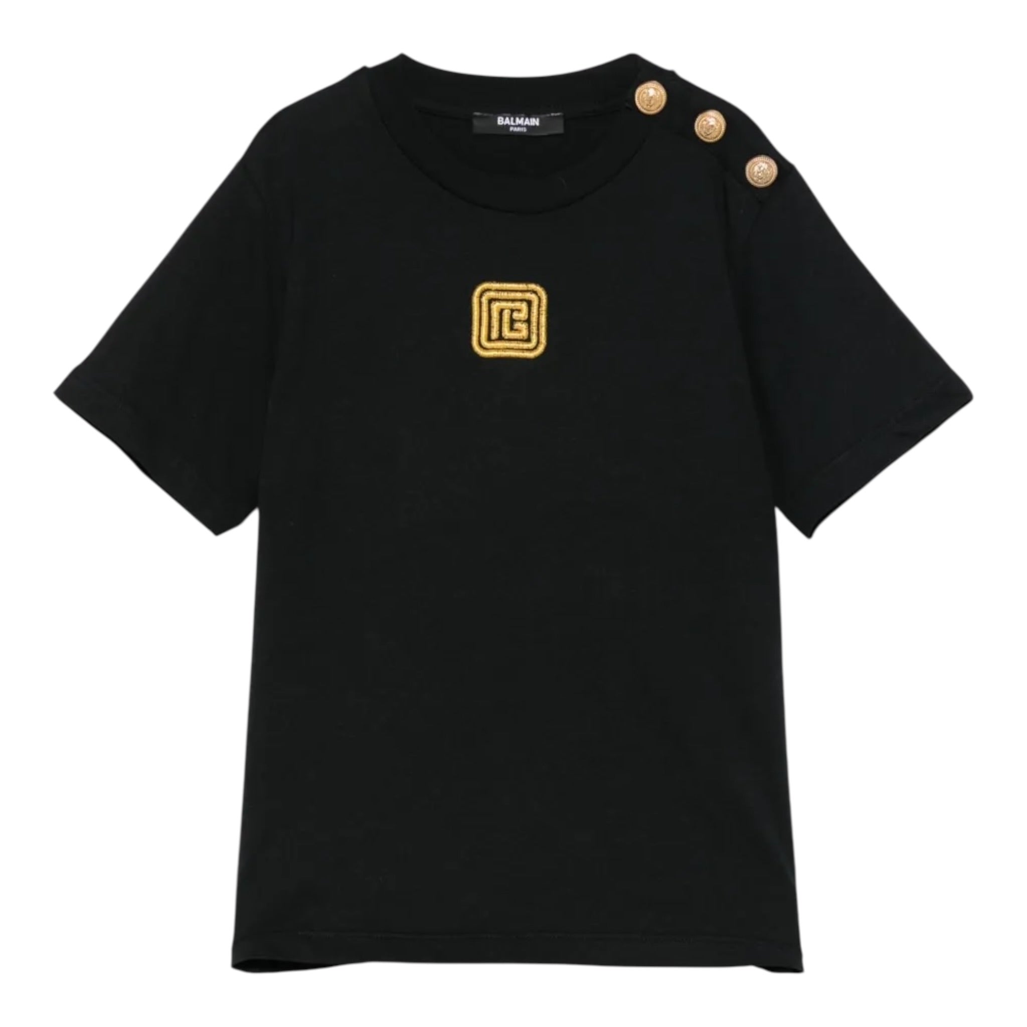 Balmain T-Shirt tinta unita con Logo Nero per Neonata BW8581 NERO BALMAIN 