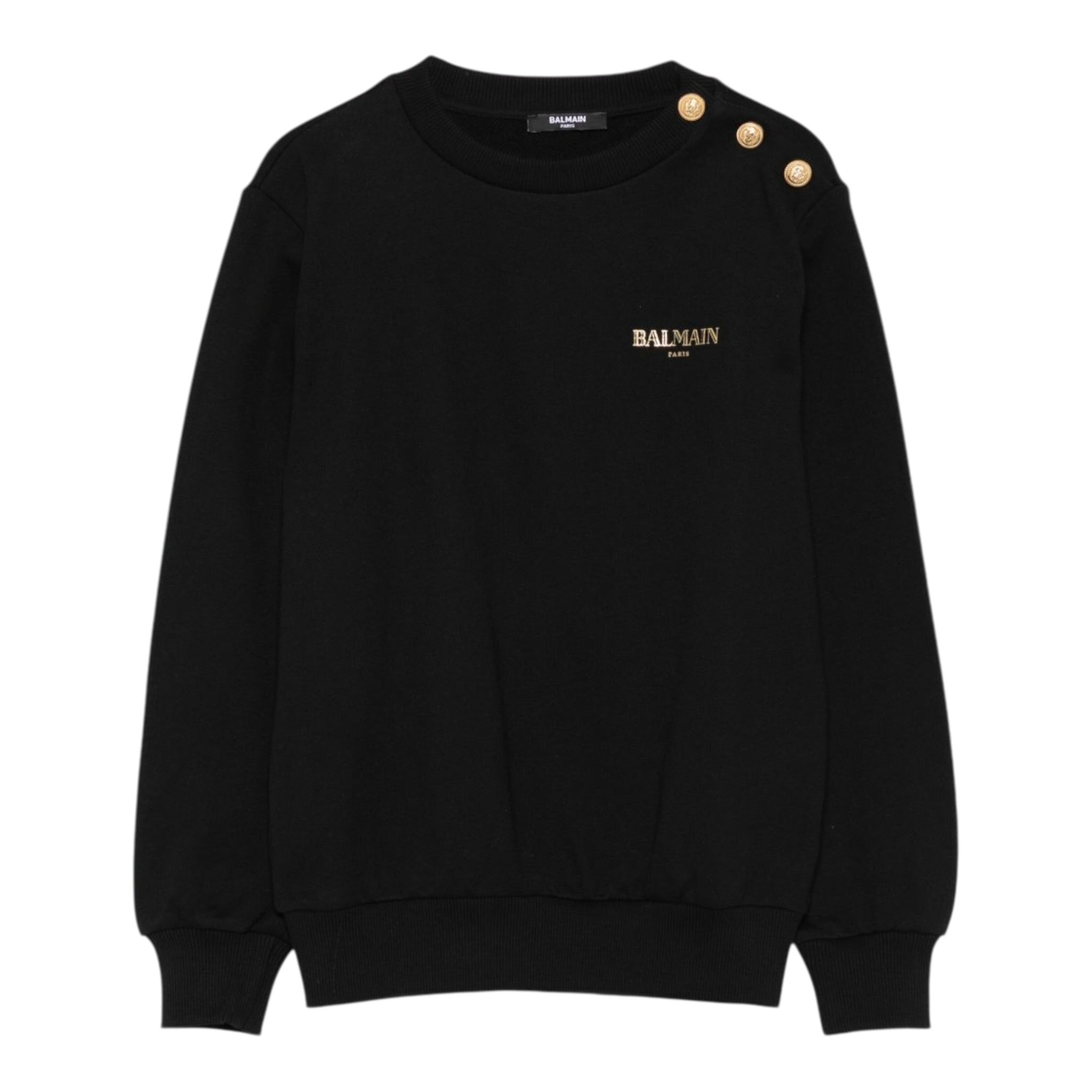 Balmain Felpa Chiusa Girocollo tinta unita con Logo Nero per Neonato BX4530 NERO BALMAIN 