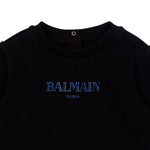 Balmain Felpa tinta unita Girocollo con Logo Nero per Neonato BX4540 NERO BALMAIN 