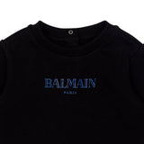 Balmain Felpa tinta unita Girocollo con Logo Nero per Neonato BX4540 NERO BALMAIN 