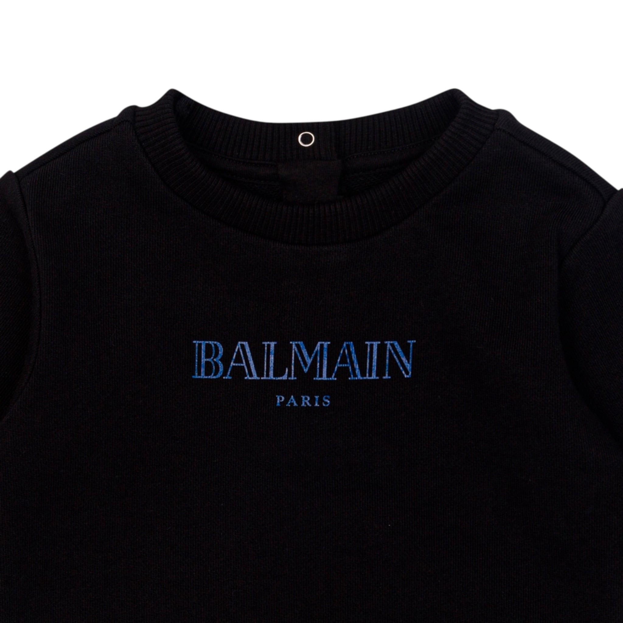 Balmain Felpa tinta unita Girocollo con Logo Nero per Neonato BX4540 NERO BALMAIN 