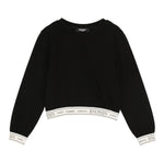 Balmain Felpa Girocollo tinta unita con Profili Logati Nero per Bambina BX4B90 NERO BALMAIN 