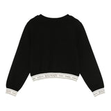 Balmain Felpa Girocollo tinta unita con Profili Logati Nero per Bambina BX4B90 NERO BALMAIN 