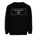 Balmain Felpa Chiusa Girocollo tinta unita con Stampa Nero per Bambino BX4P80 NERO BALMAIN 