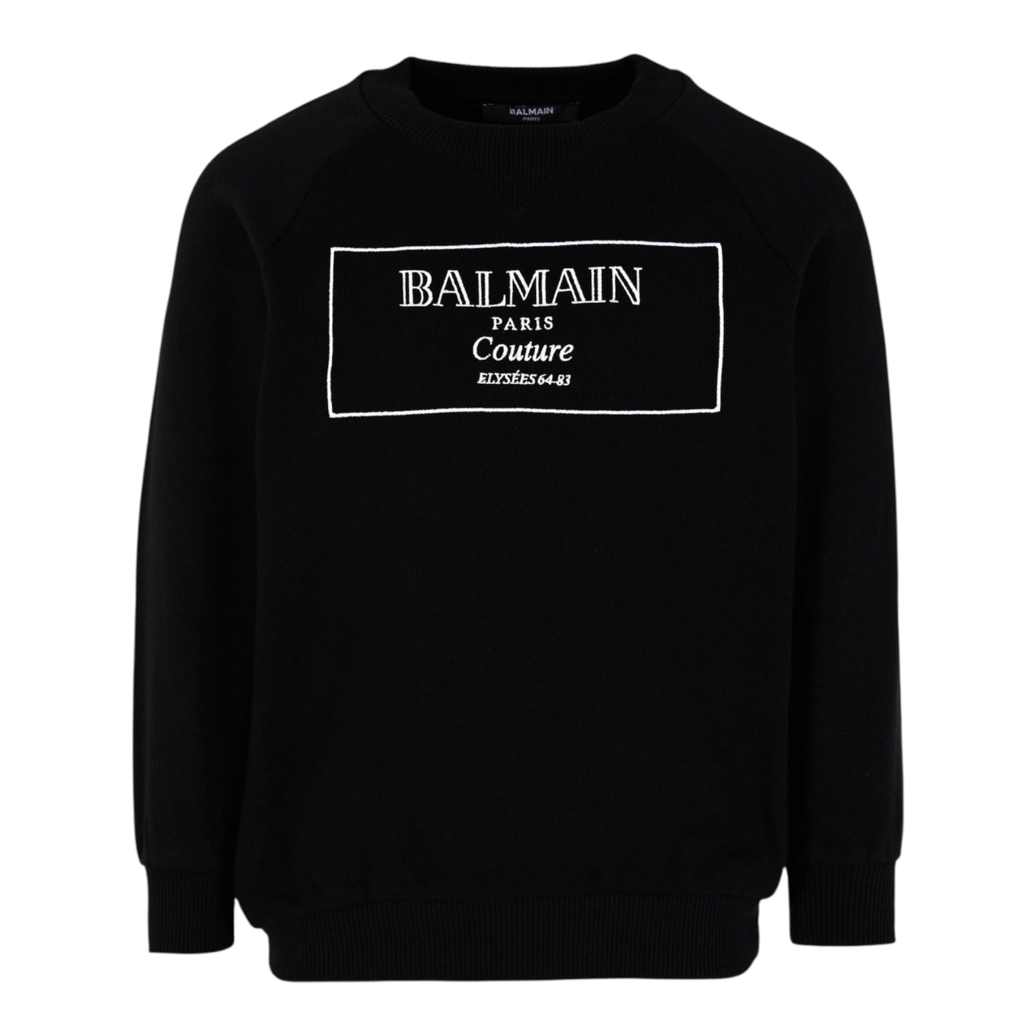Balmain Felpa Chiusa Girocollo tinta unita con Stampa Nero per Bambino BX4P80 NERO BALMAIN 
