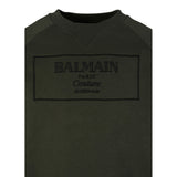 Balmain Felpa Chiusa Girocollo tinta unita con Stampa Verde per Bambino BX4P80 VERDE BALMAIN 