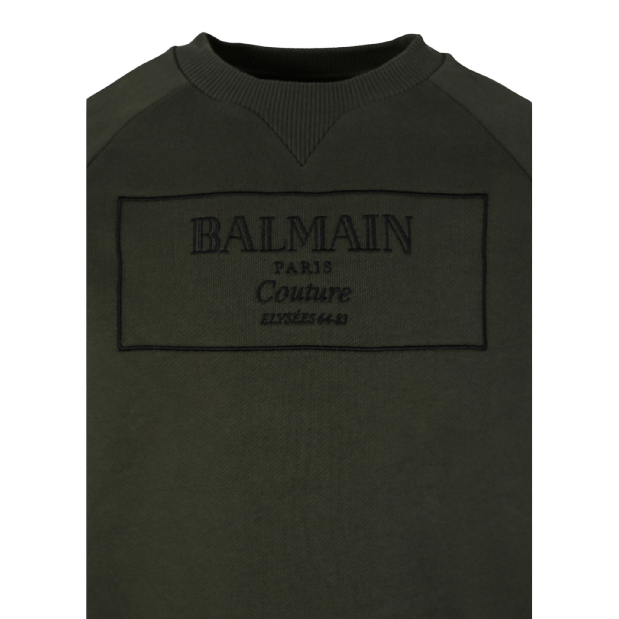 Balmain Felpa Chiusa Girocollo tinta unita con Stampa Verde per Bambino BX4P80 VERDE BALMAIN 