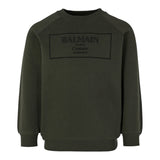 Balmain Felpa Chiusa Girocollo tinta unita con Stampa Verde per Bambino BX4P80 VERDE BALMAIN 