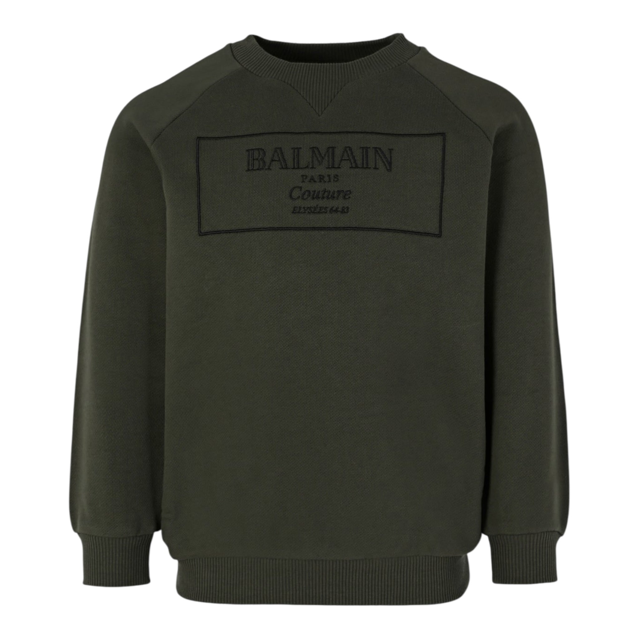 Balmain Felpa Chiusa Girocollo tinta unita con Stampa Verde per Bambino BX4P80 VERDE BALMAIN 