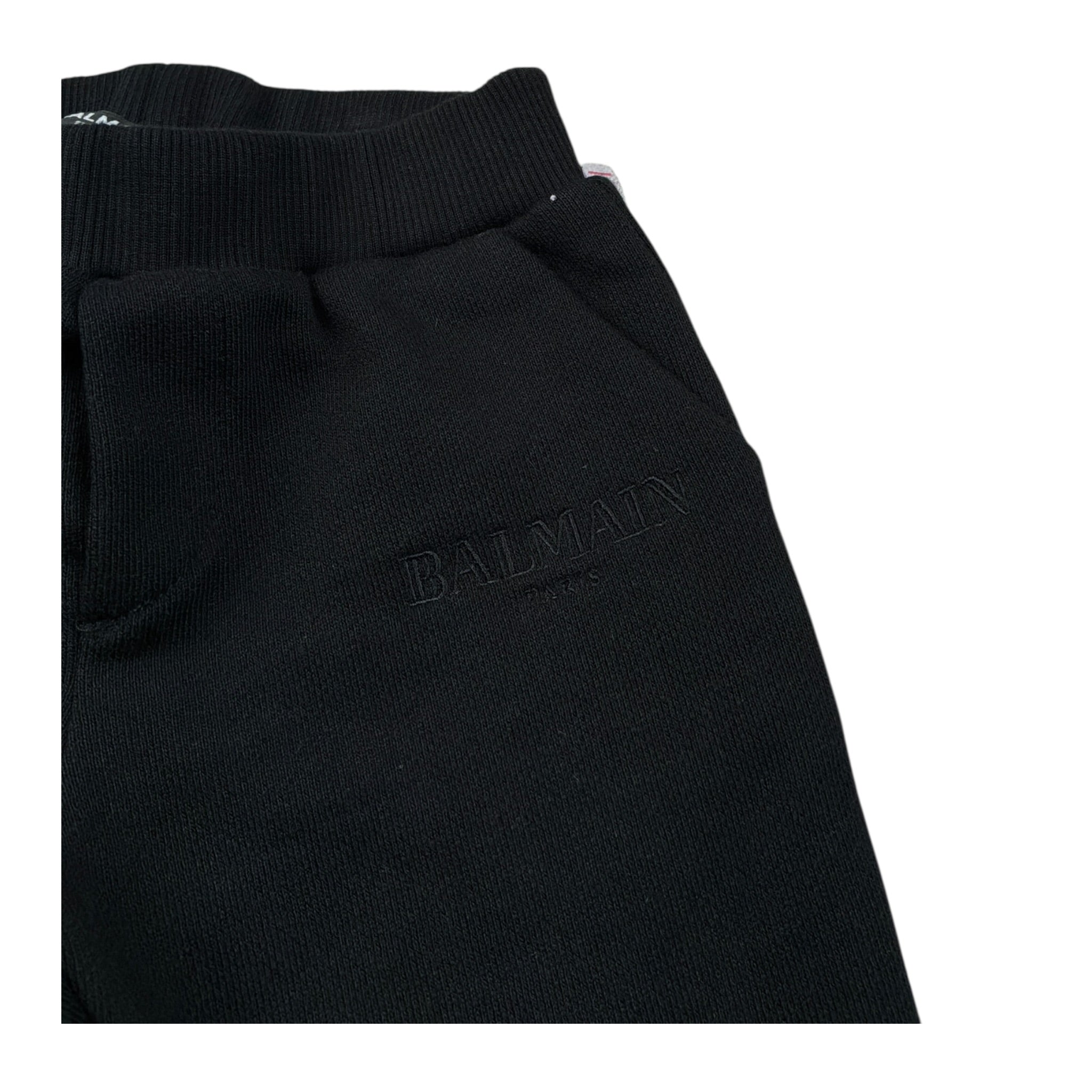 Balmain Pantalone Tuta tinta unita con Logo Nero per Neonato BX6530 NERO BALMAIN 