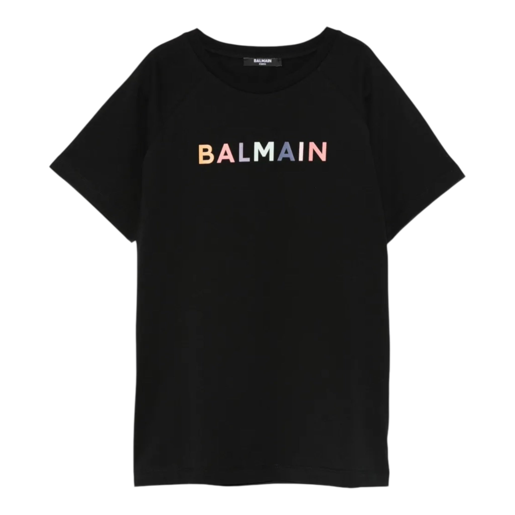 Balmain T-Shirt tinta unita con Stampa Nero per Bambino BX8R31 NERO BALMAIN 