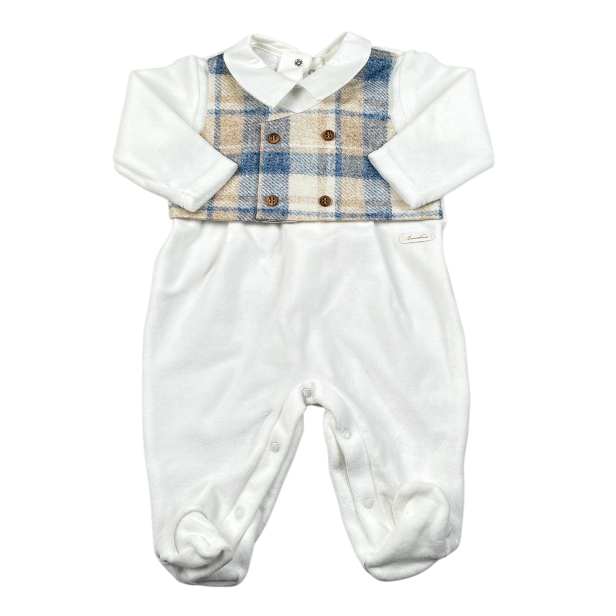 Barcellino Tutina tinta unita con Finto Gilet Bianco per Neonato 105102 BIANCO BARCELLINO 