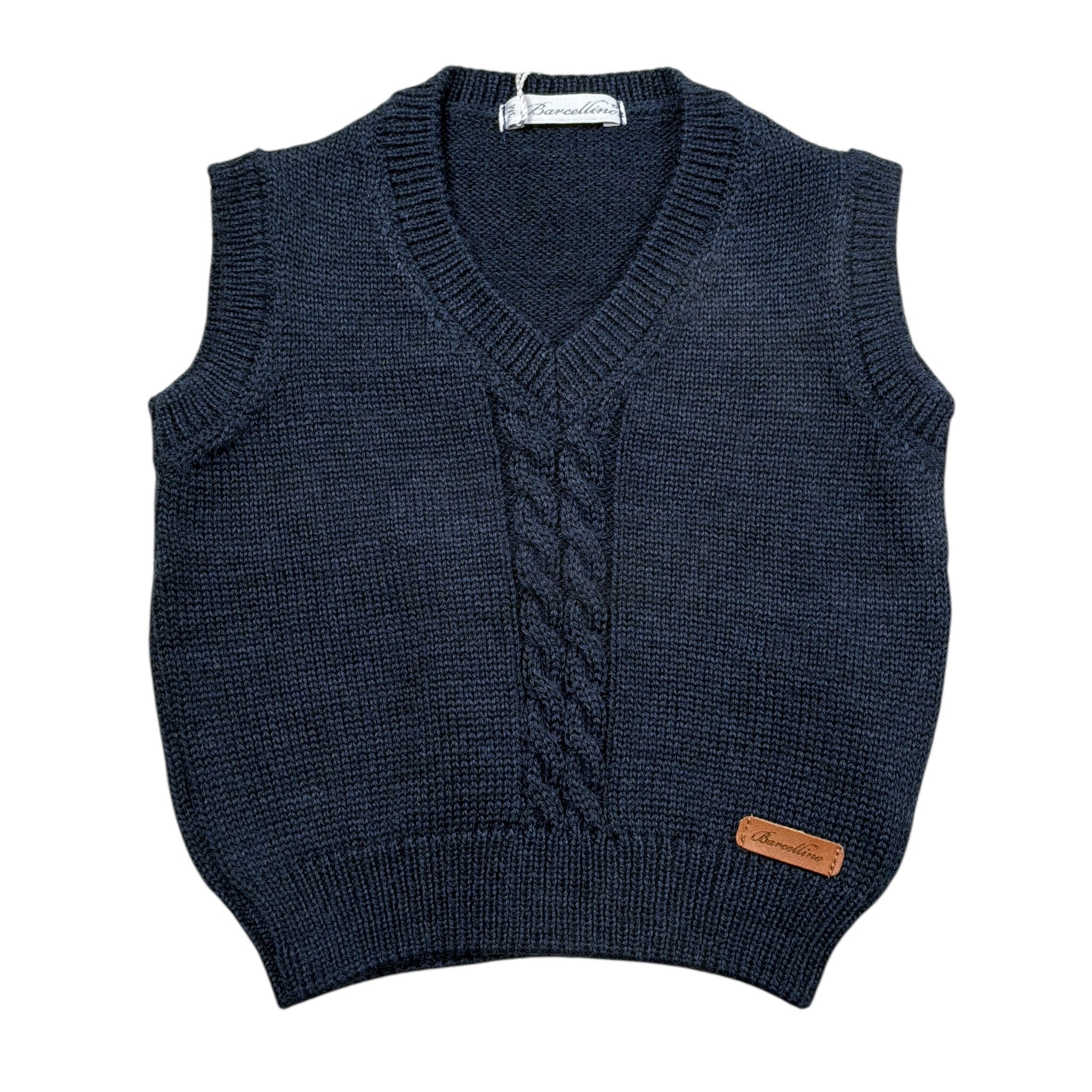 Barcellino Gilet tinta unita In Filo Blu per Neonato 105425 BLU BARCELLINO 