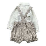 Barcellino Completo 3Pz Camicia Body-Salopette-Papillon Beige per Neonato 115615 BEIGE BARCELLINO 