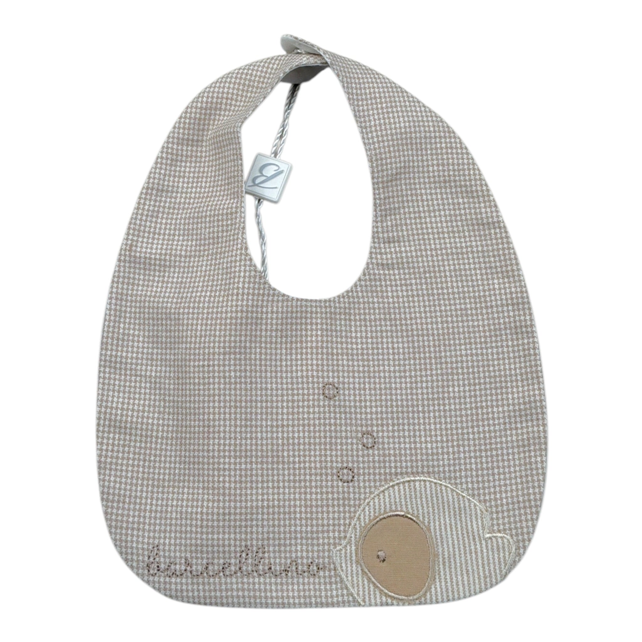 Barcellino Bavetta tinta unita con Ricami Beige per Neonato 120207 BEIGE BARCELLINO 