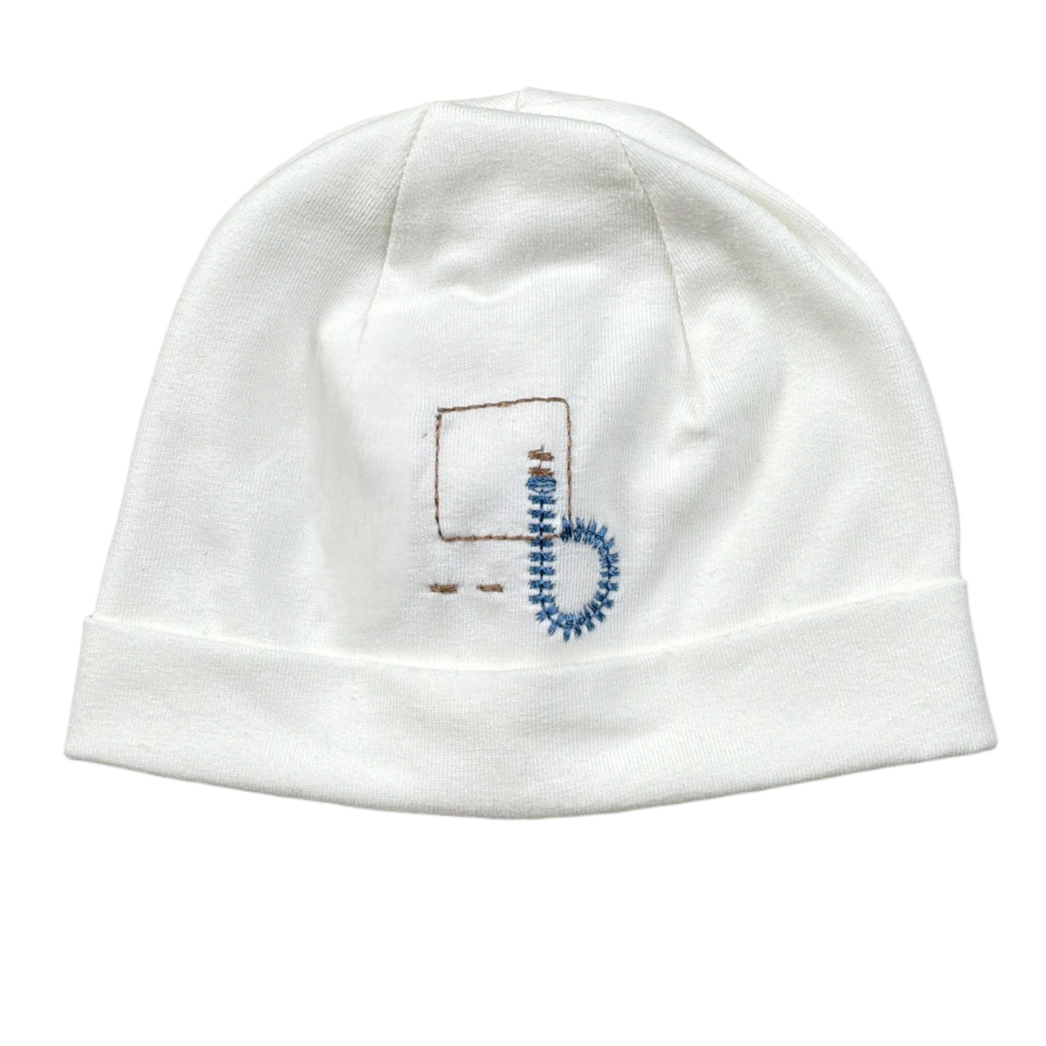 Barcellino Cappello tinta unita con Stampa Bianco per Neonato 120405 BIANCO BARCELLINO 