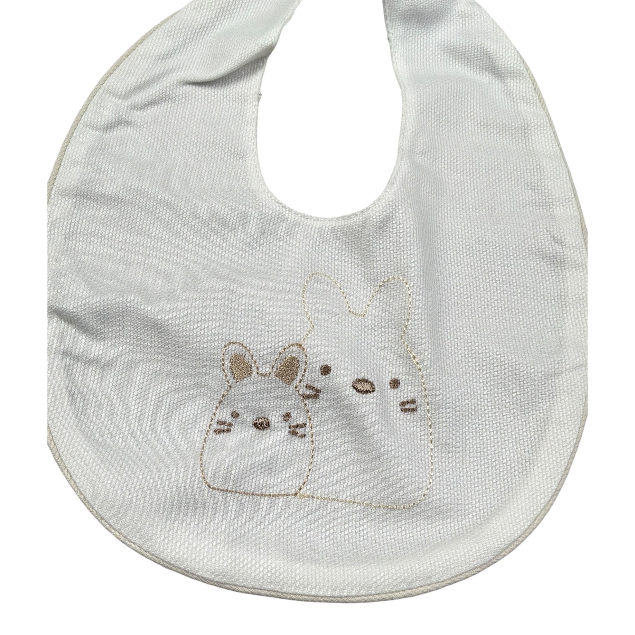 Barcellino Bavetta tinta unita con Ricami Panna per Neonata 12505 PANNA BARCELLINO 
