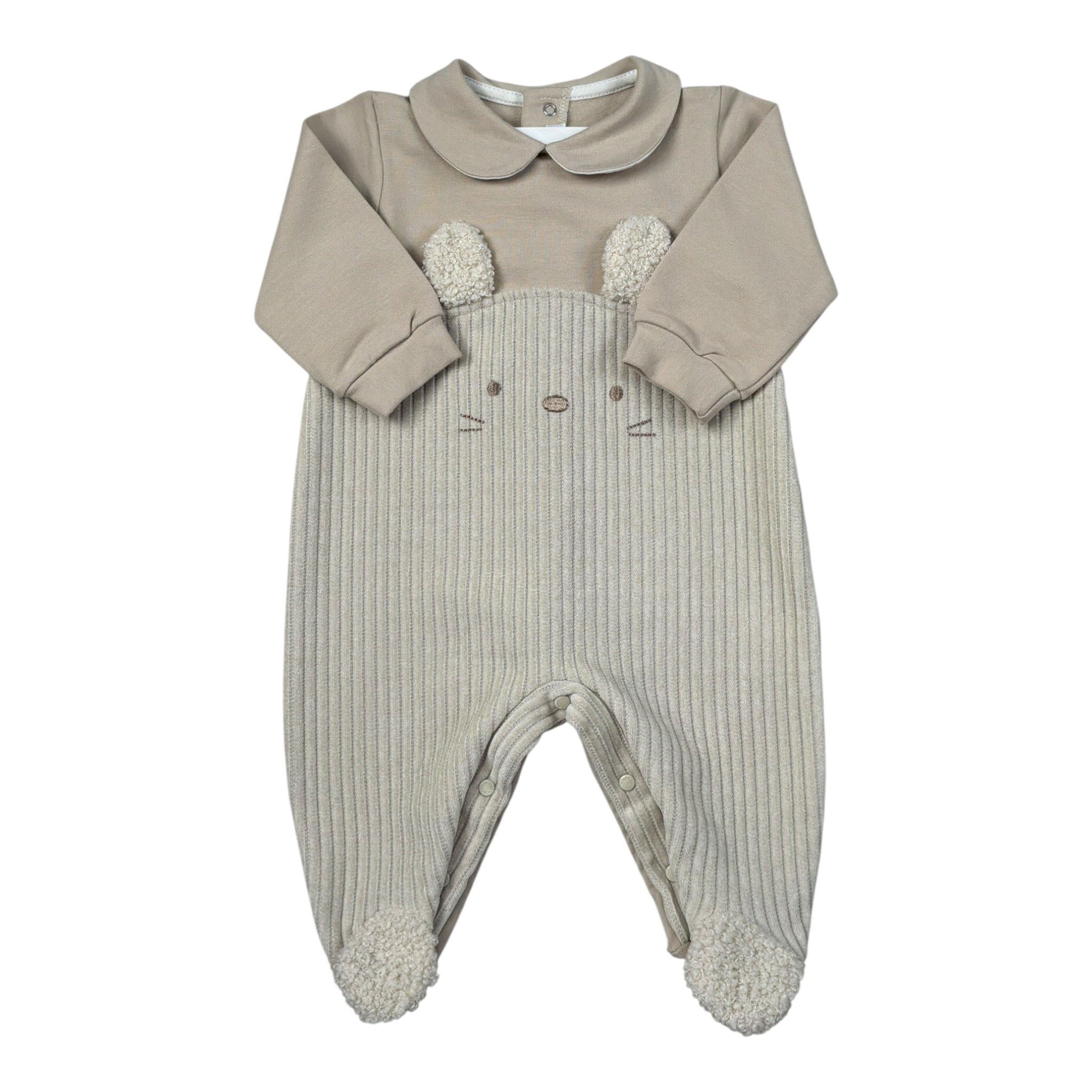 Barcellino Tutina tinta unita con Stampa Beige per Neonato 125101 BEIGE BARCELLINO 