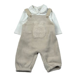 Barcellino Completo 2Pz Body-Salopette Bicolore Bianco/Beige per Neonato 125112X BIANCO/BEIGE BARCELLINO 