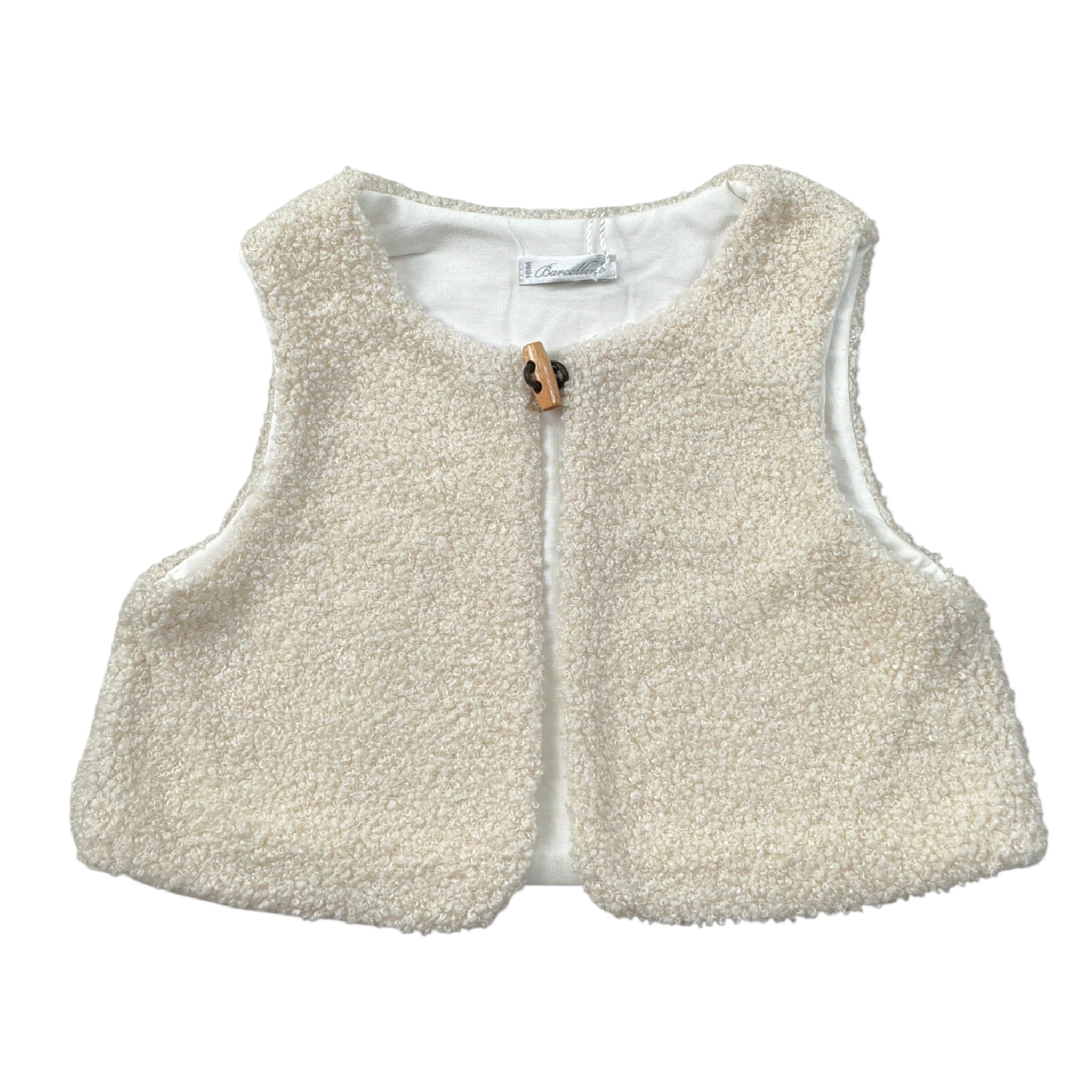 Barcellino Gilet Modello Teddy tinta unita Panna per Neonata 125319 PANNA BARCELLINO 