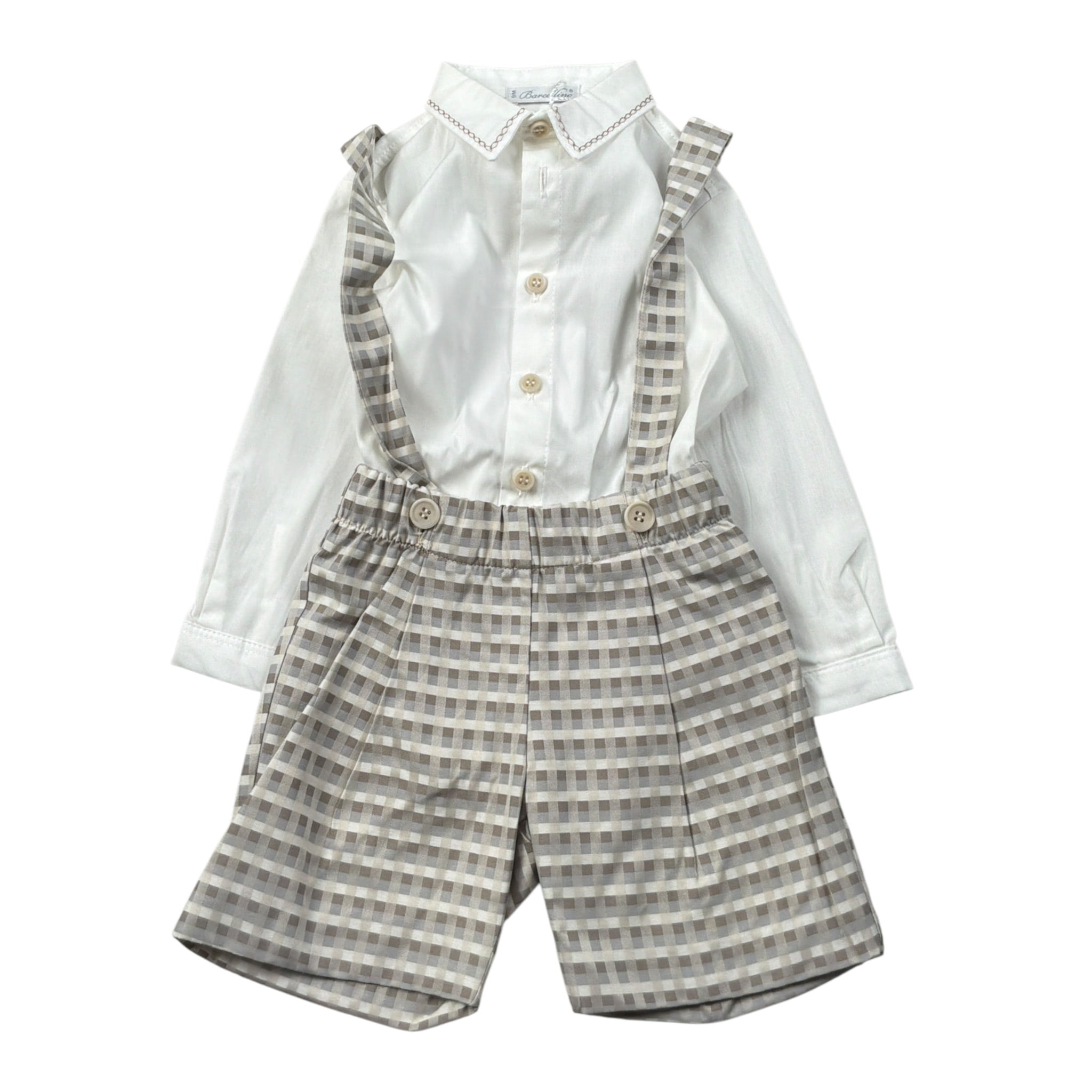 Barcellino Completo 2Pz Camicia Body-Salopette Beige per Neonato 125513 BEIGE BARCELLINO 