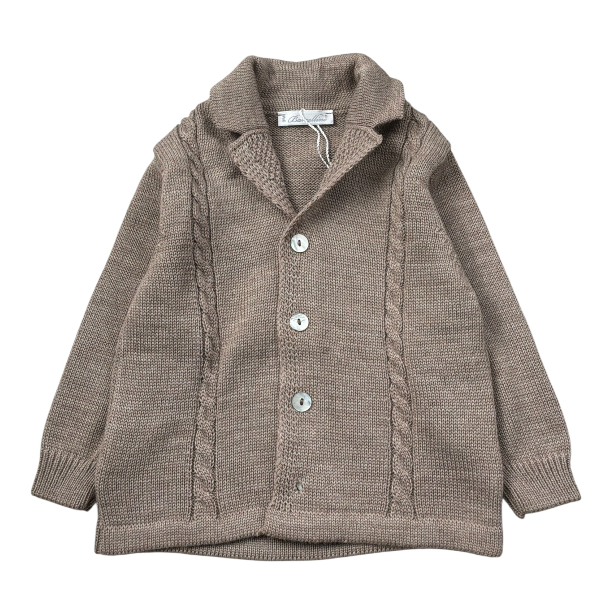 Barcellino Cardigan tinta unita con Bottoni Fango per Neonato 125518X FANGO BARCELLINO 
