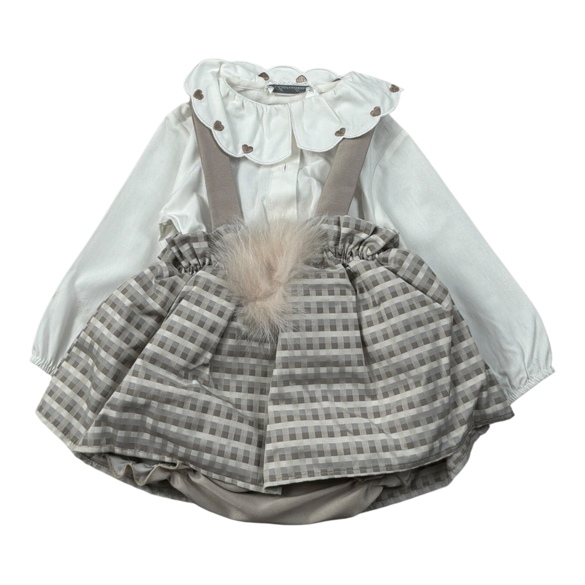 Barcellino Completo 2Pz Camicia-Salopette Bianco per Neonata 125521 BIANCO BARCELLINO 