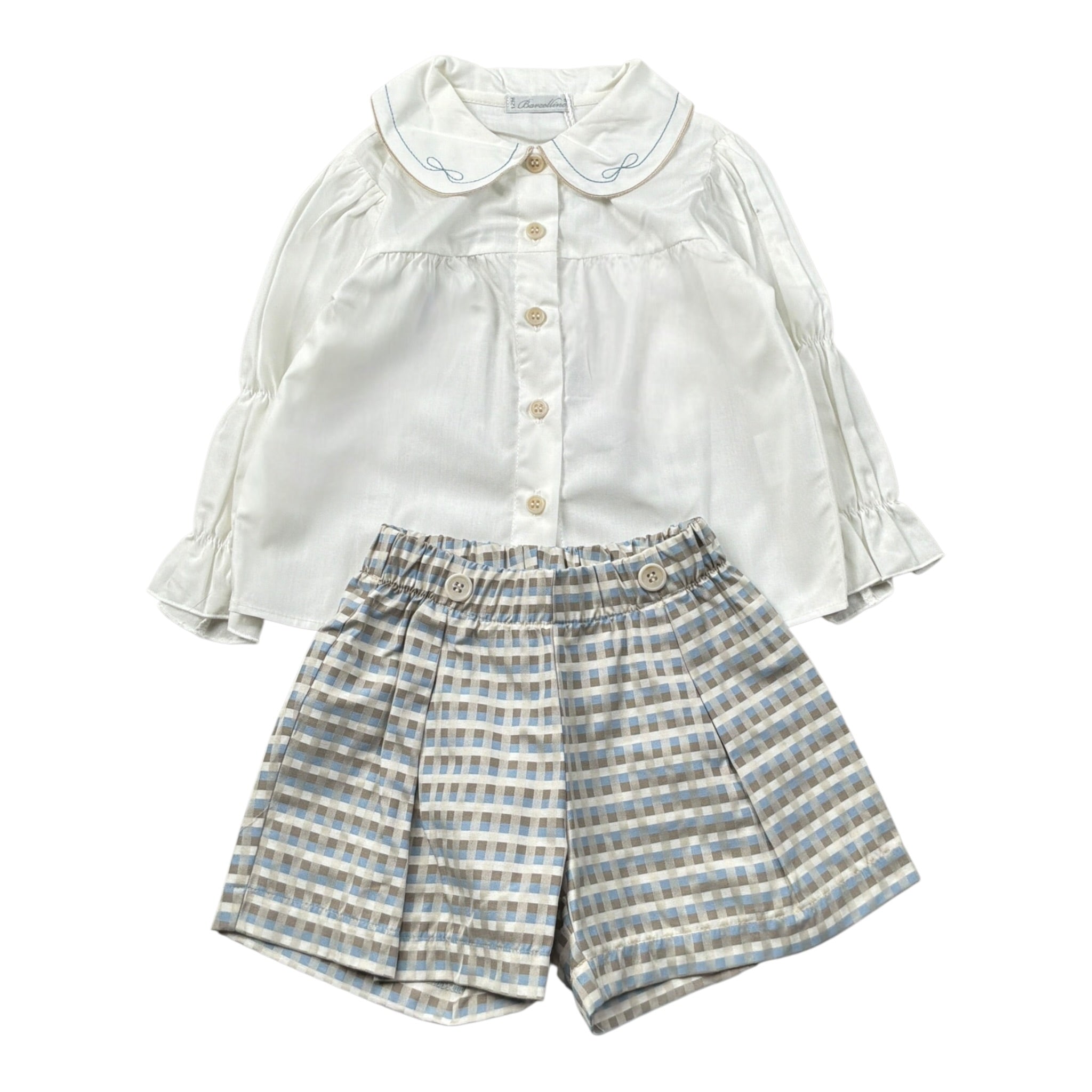Barcellino Completo 2Pz Camicia-Short Bianco per Neonata 125522 BIANCO BARCELLINO 