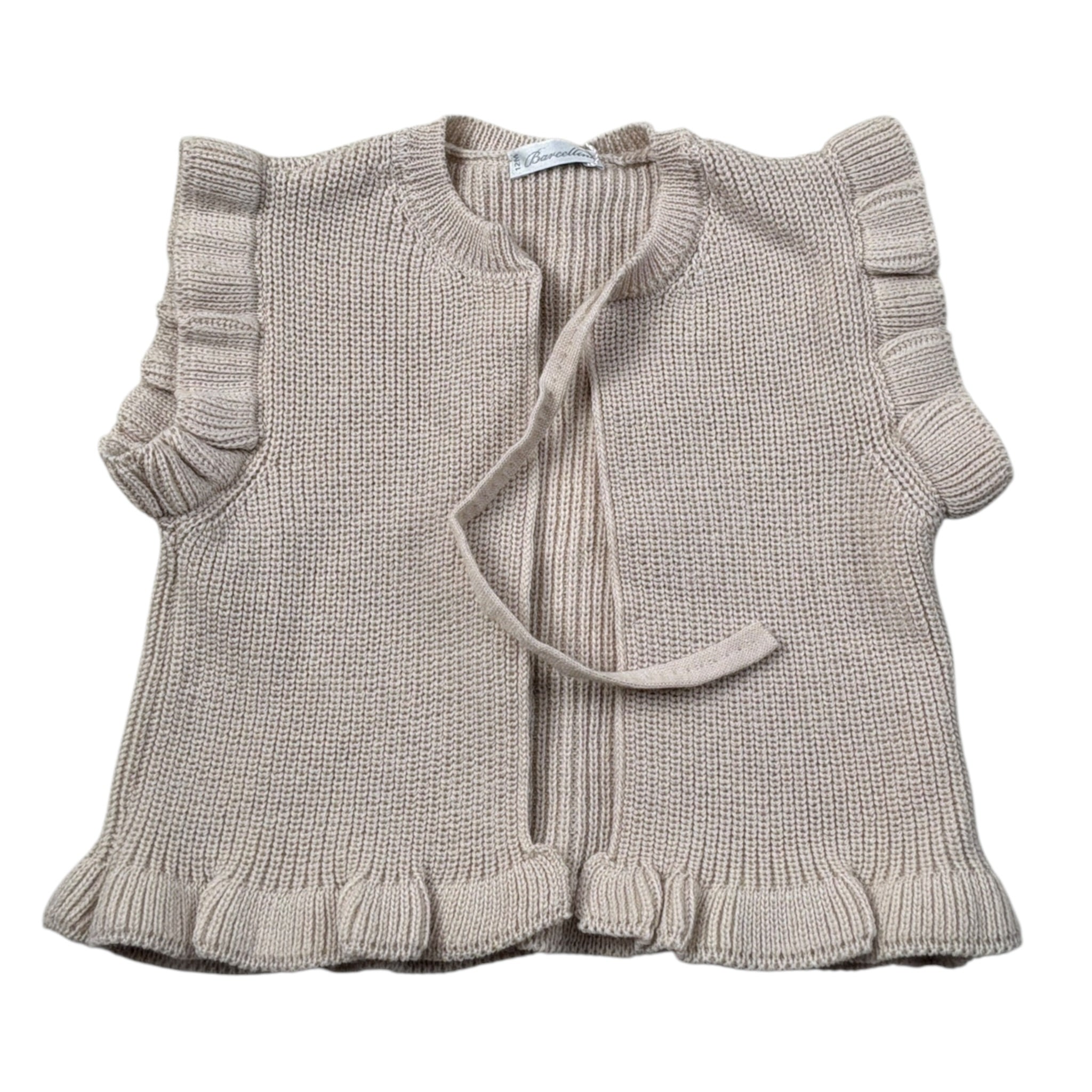 Barcellino Gilet In Maglia Giromanica tinta unita Beige per Neonata 125523 BEIGE BARCELLINO 