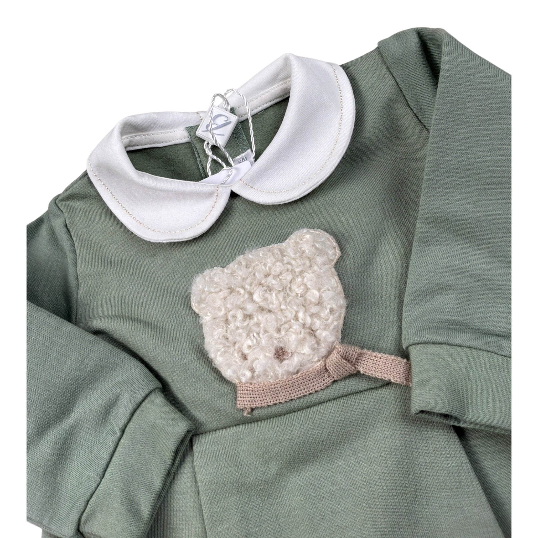 Barcellino Tutina tinta unita con Colletto Verde per Neonato 125601 VERDE BARCELLINO 