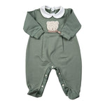 Barcellino Tutina tinta unita con Colletto Verde per Neonato 125601 VERDE BARCELLINO 