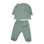 Barcellino Completo 2Pz tinta unita Felpa-Ghettina Verde per Neonato 125602 VERDE BARCELLINO 