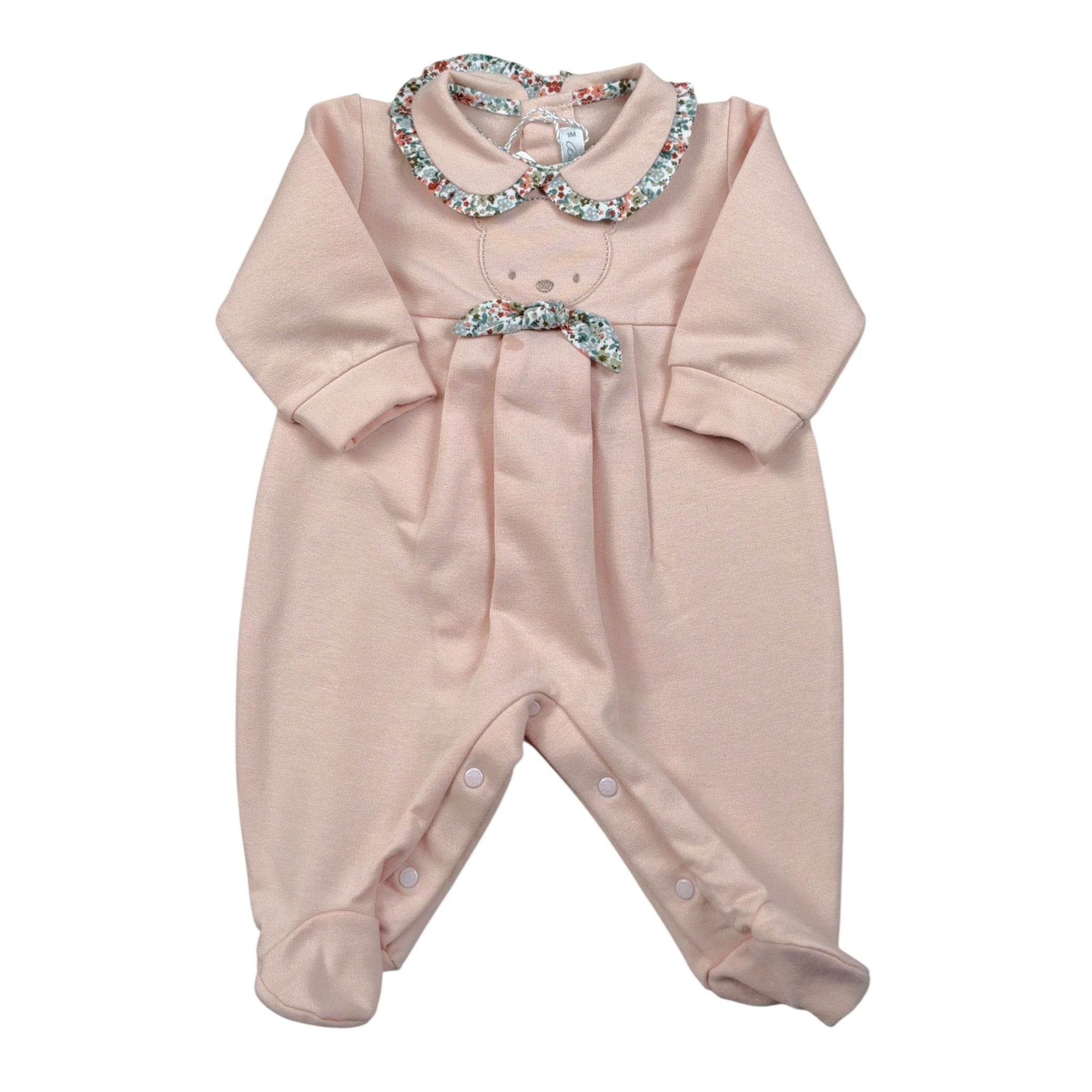 Barcellino Tutina tinta unita con Colletto Rosa per Neonata 125701 ROSA BARCELLINO 