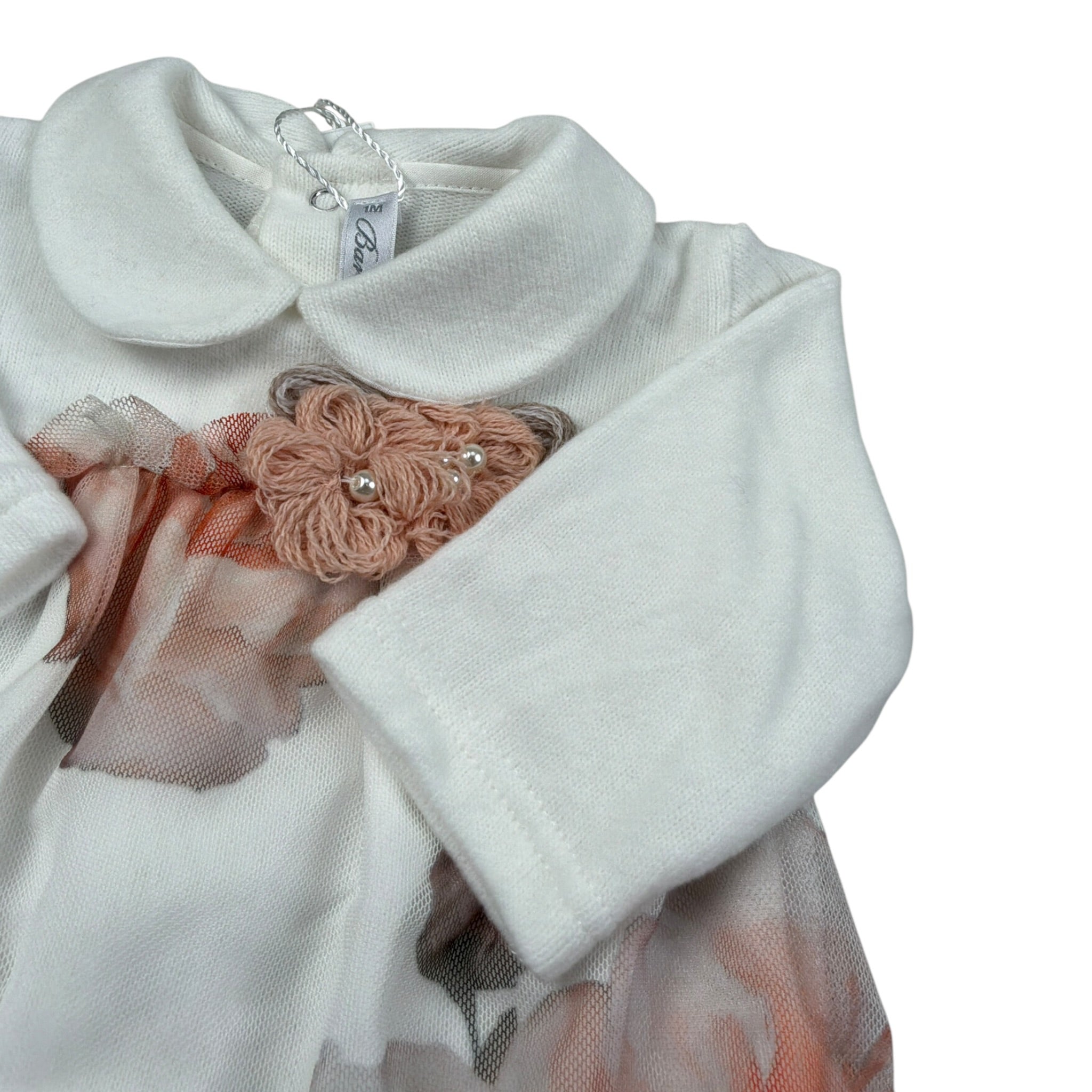Barcellino Tutina Manica Lunga Fantasia Floreale Bianco per Neonata 125801 BIANCO BARCELLINO 