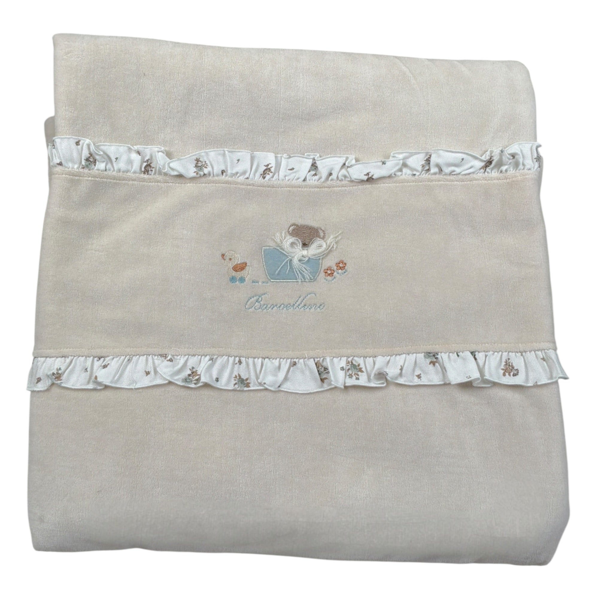 Barcellino Coperta Bicolore con Stampa Beige/Azzurro per Neonata 125908 BEIGE/AZZURRO BARCELLINO 