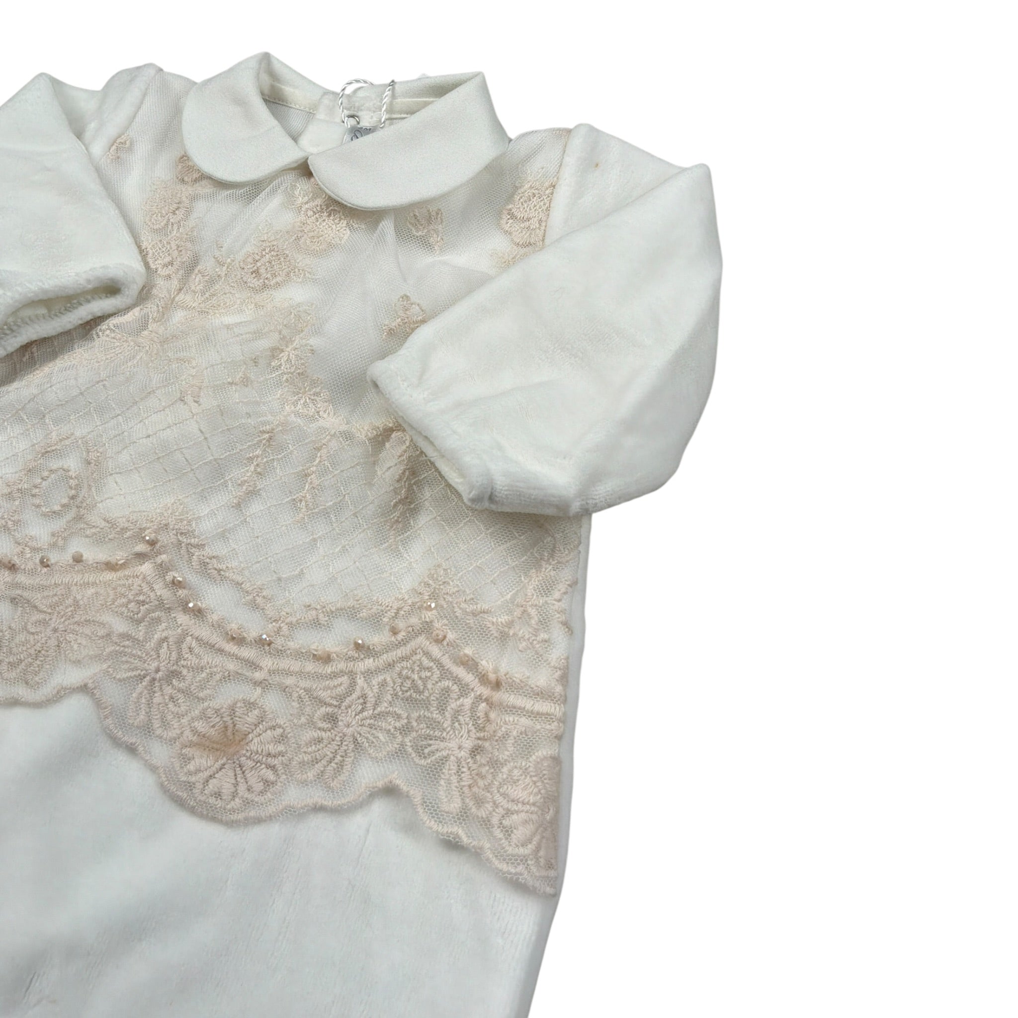 Barcellino Tutina Manica Lunga In Ciniglia Bianco per Neonata 126201 BIANCO BARCELLINO 