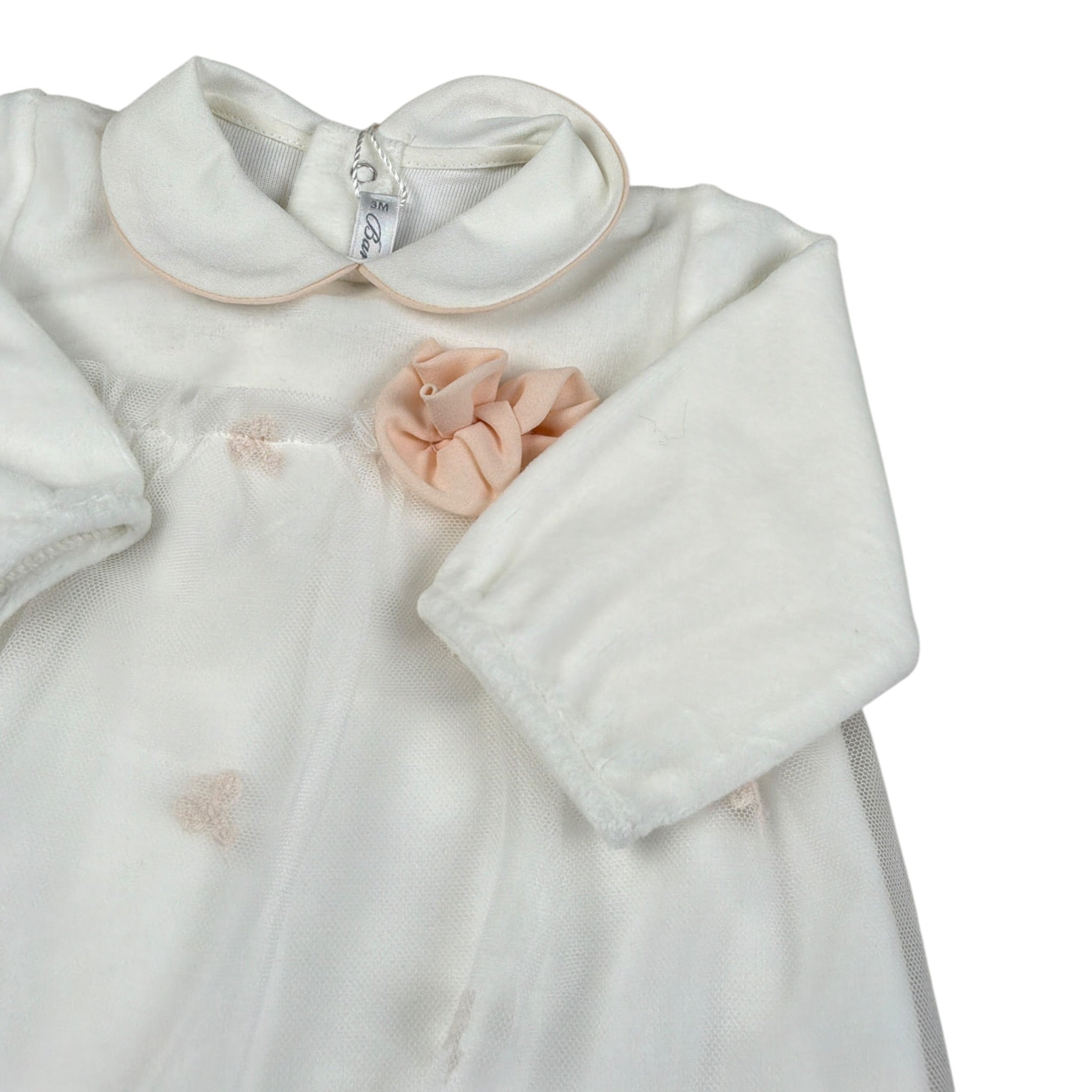 Barcellino Completo 2P Ezzi Maglia-Ghettina In Ciniglia Bianco per Neonata 126202 BIANCO BARCELLINO 