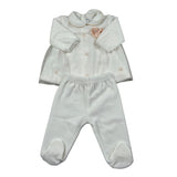 Barcellino Completo 2P Ezzi Maglia-Ghettina In Ciniglia Bianco per Neonata 126202 BIANCO BARCELLINO 