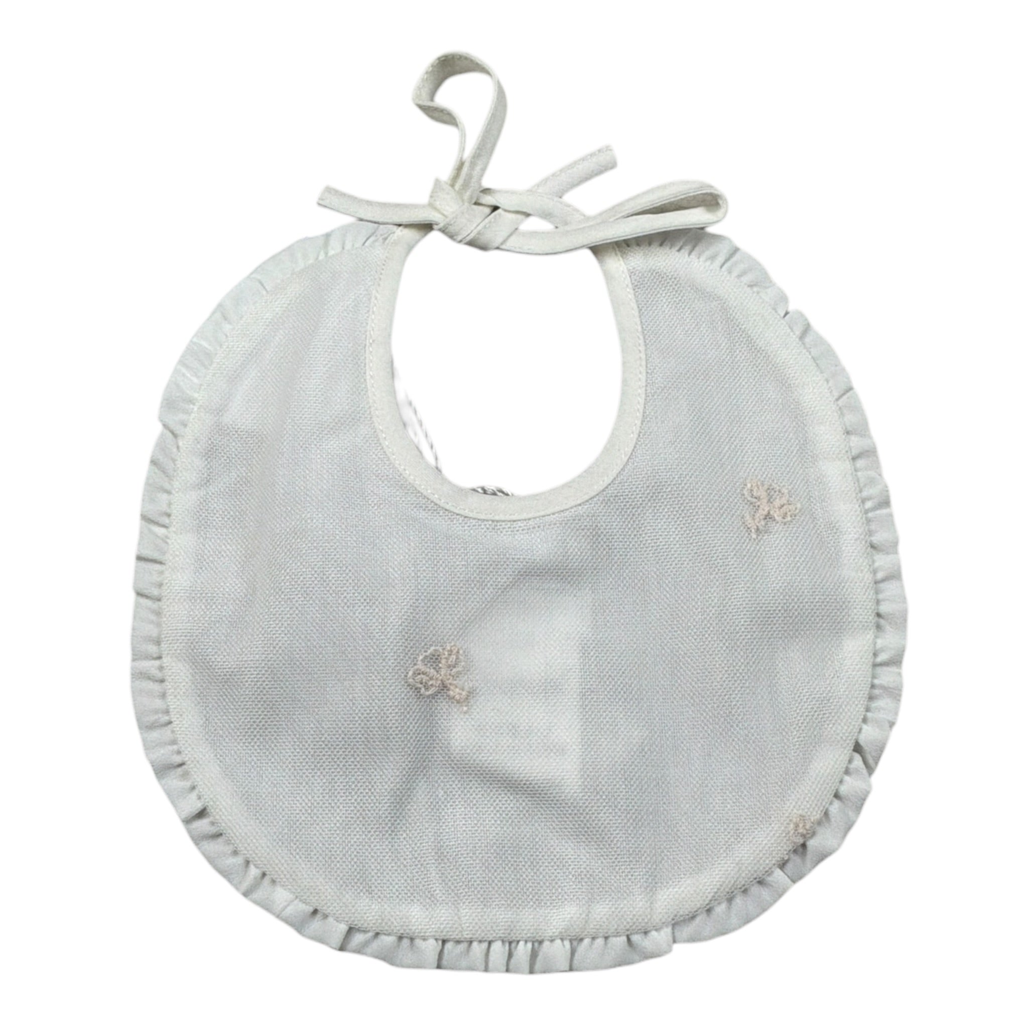 Barcellino Bavetta tinta unita con Ricami Bianco per Neonata 126204 BIANCO BARCELLINO 
