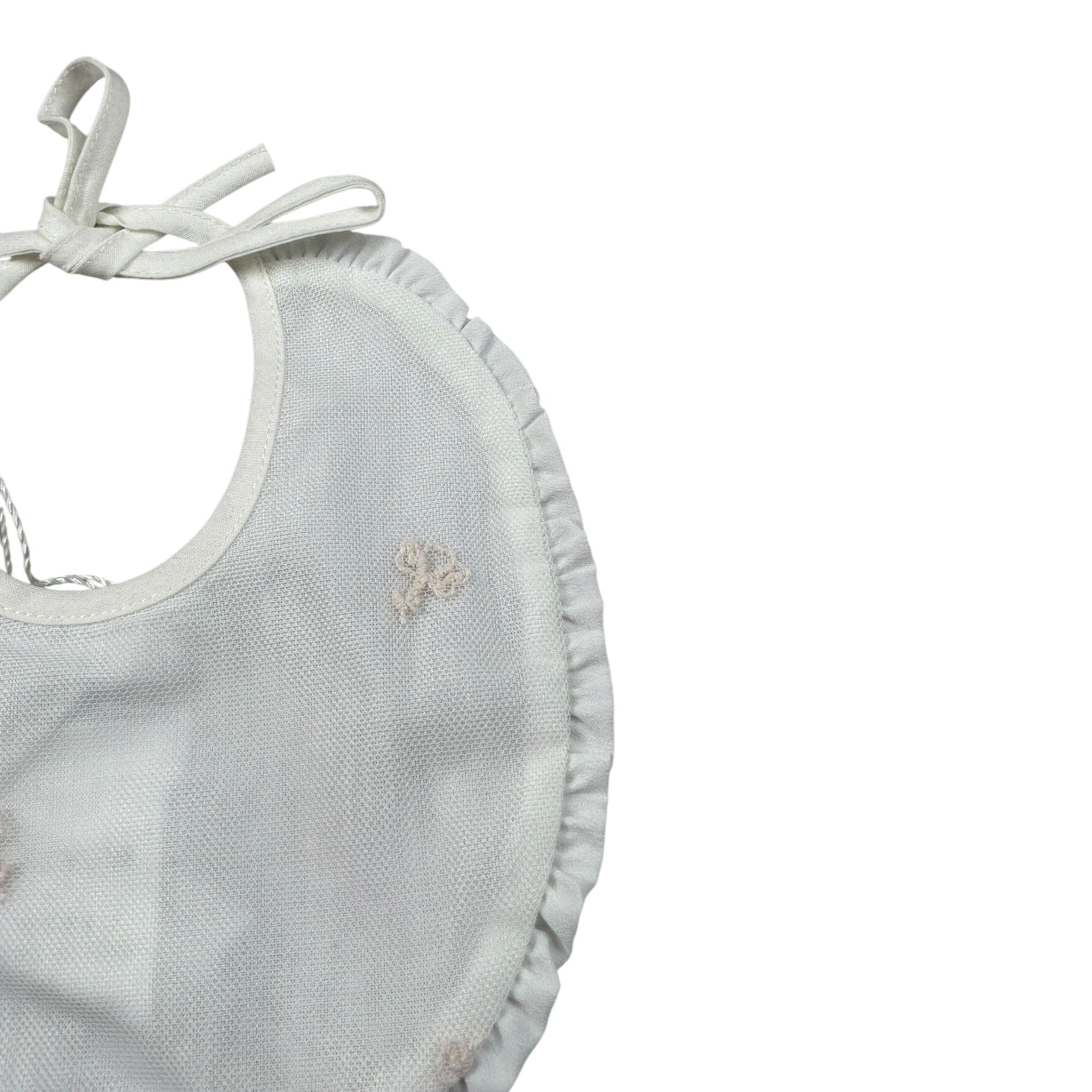 Barcellino Bavetta tinta unita con Ricami Bianco per Neonata 126204 BIANCO BARCELLINO 