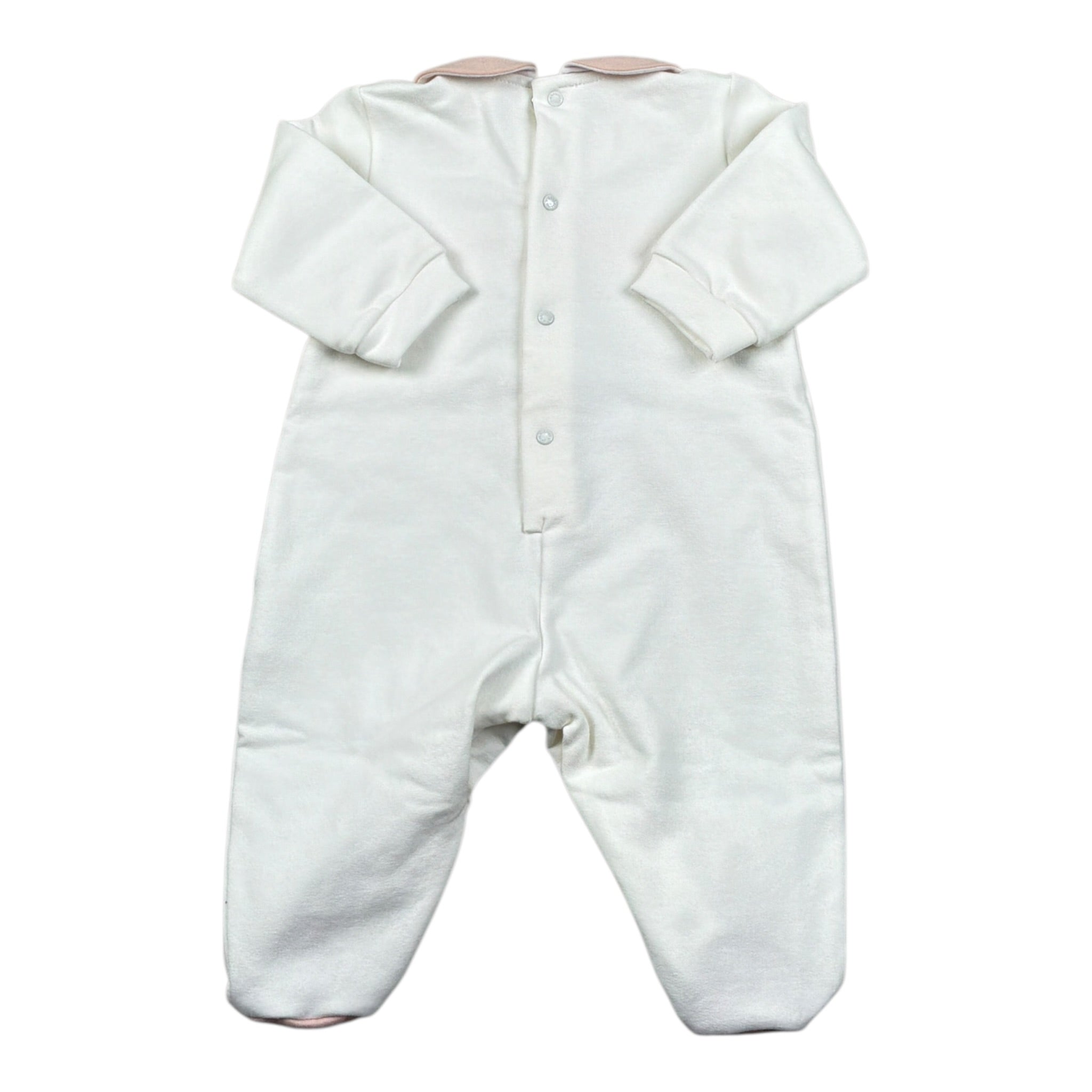 Barcellino Tutina tinta unita con Colletto E Stampa Bianco per Neonata 126301 BIANCO BARCELLINO 