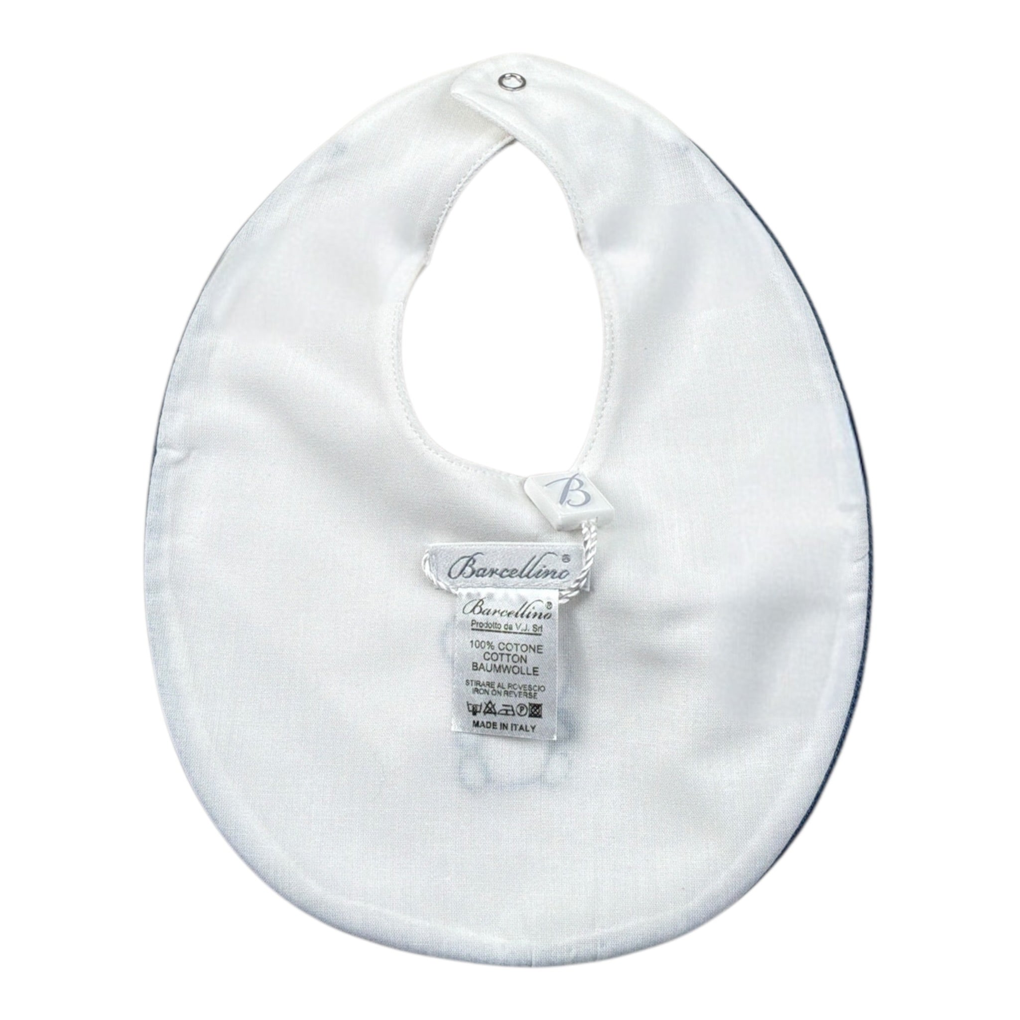Barcellino Bavetta tinta unita con Ricamo Bianco per Neonato 126320 BIANCO BARCELLINO 