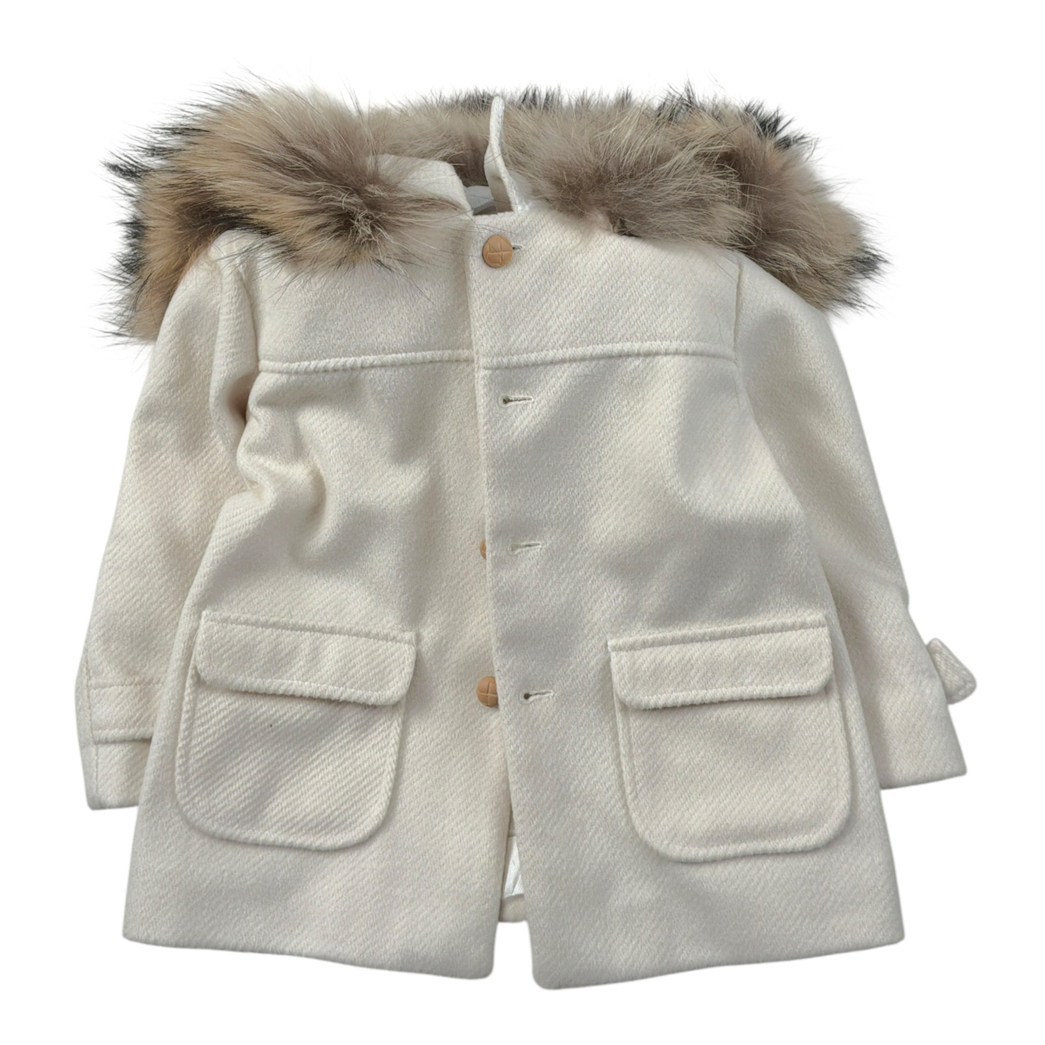 Barcellino Cappotto tinta unita con Cappuccio Panna per Bambina 126405J PANNA BARCELLINO 