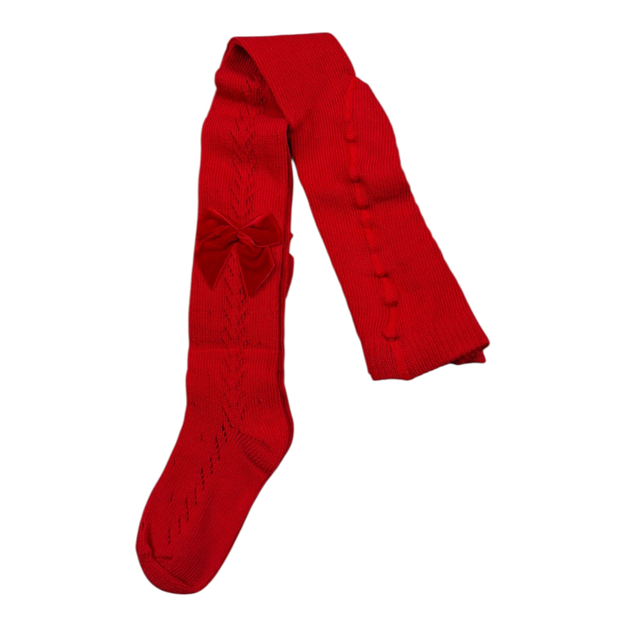 Barcellino Calze tinta unita con Fiocco Rosso per Neonata 1276FAI ROSSO BARCELLINO 
