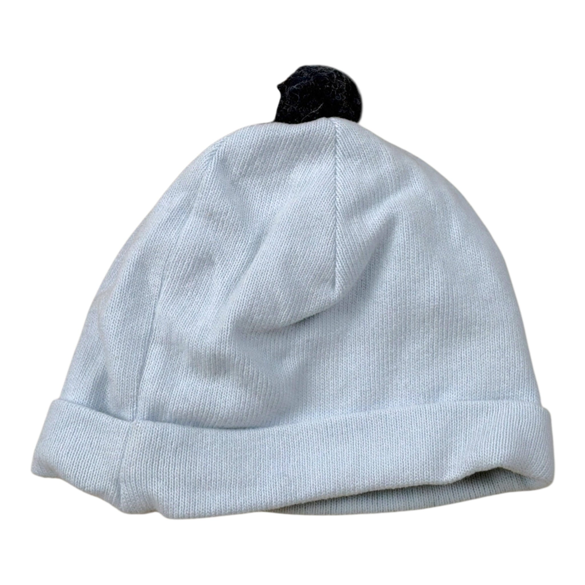 Barcellino Cappello tinta unita con Pon Pon Azzurro per Neonato 4214 AZZURRO BARCELLINO 