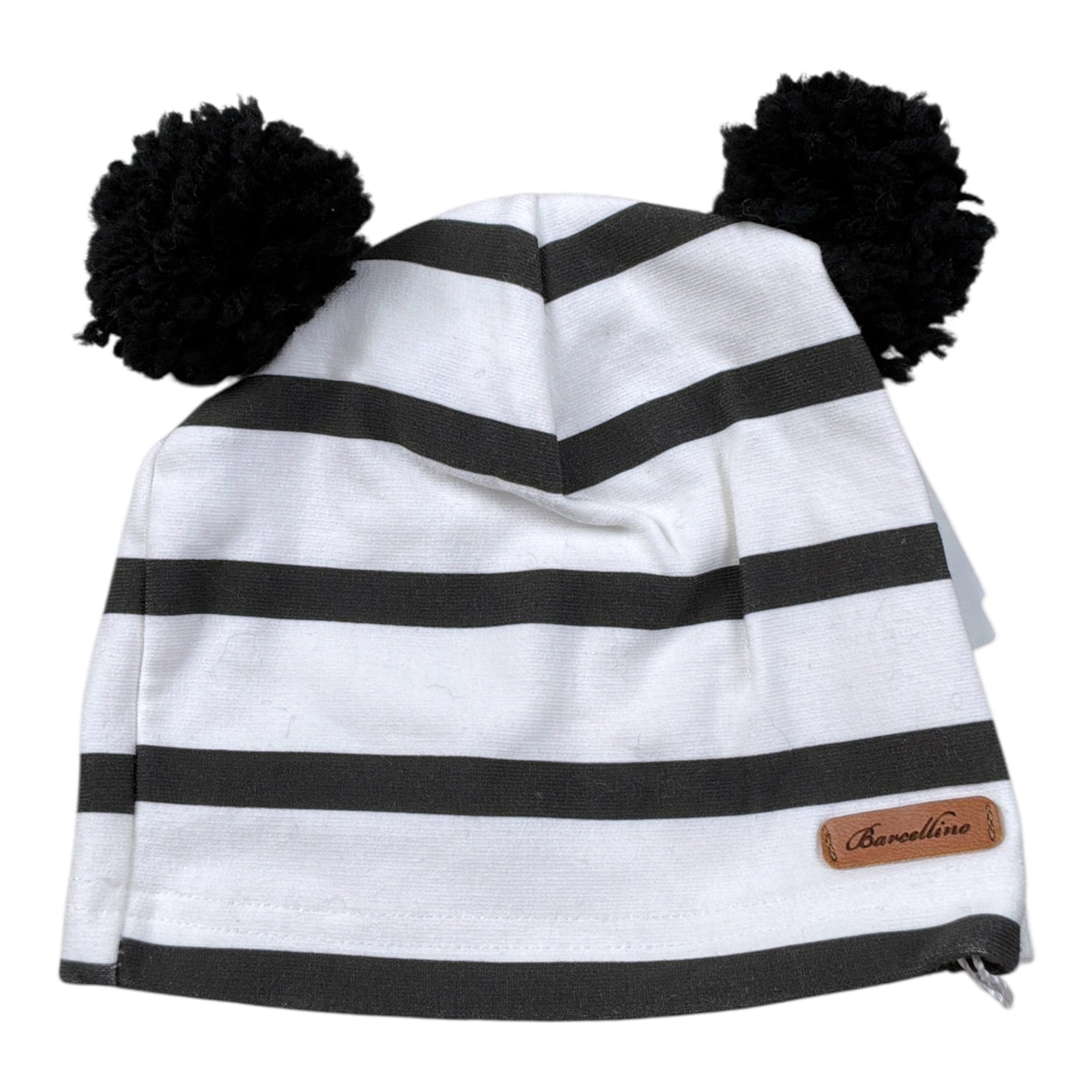 Barcellino Cappello Bicolore con Fantasia A Righe Bianco/Nero per Neonata 4436 BIANCO/NERO BARCELLINO 